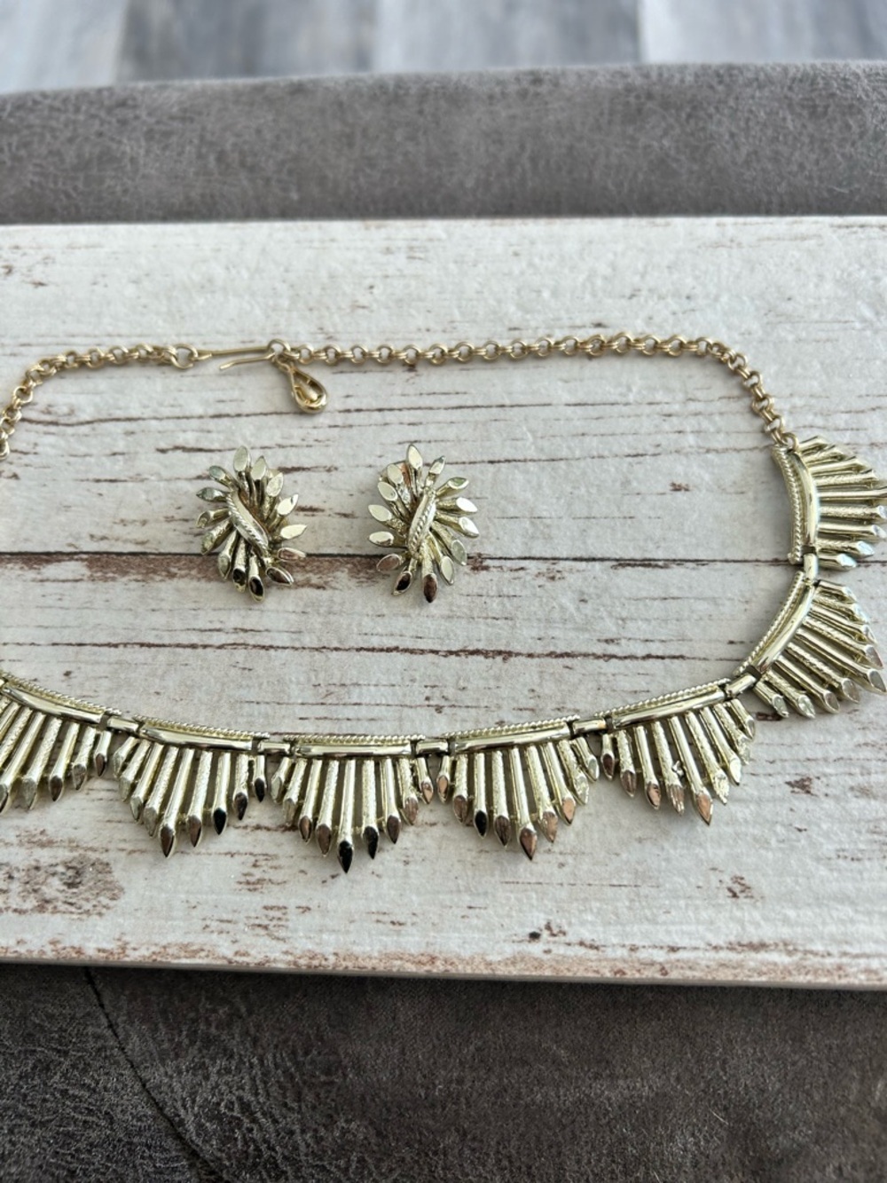 Gold-Tone Statement Necklace & Earring Set
